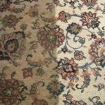 image of before and after upholstery cleaning on flower patterned fabric